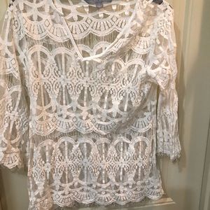 Cream lace overlay